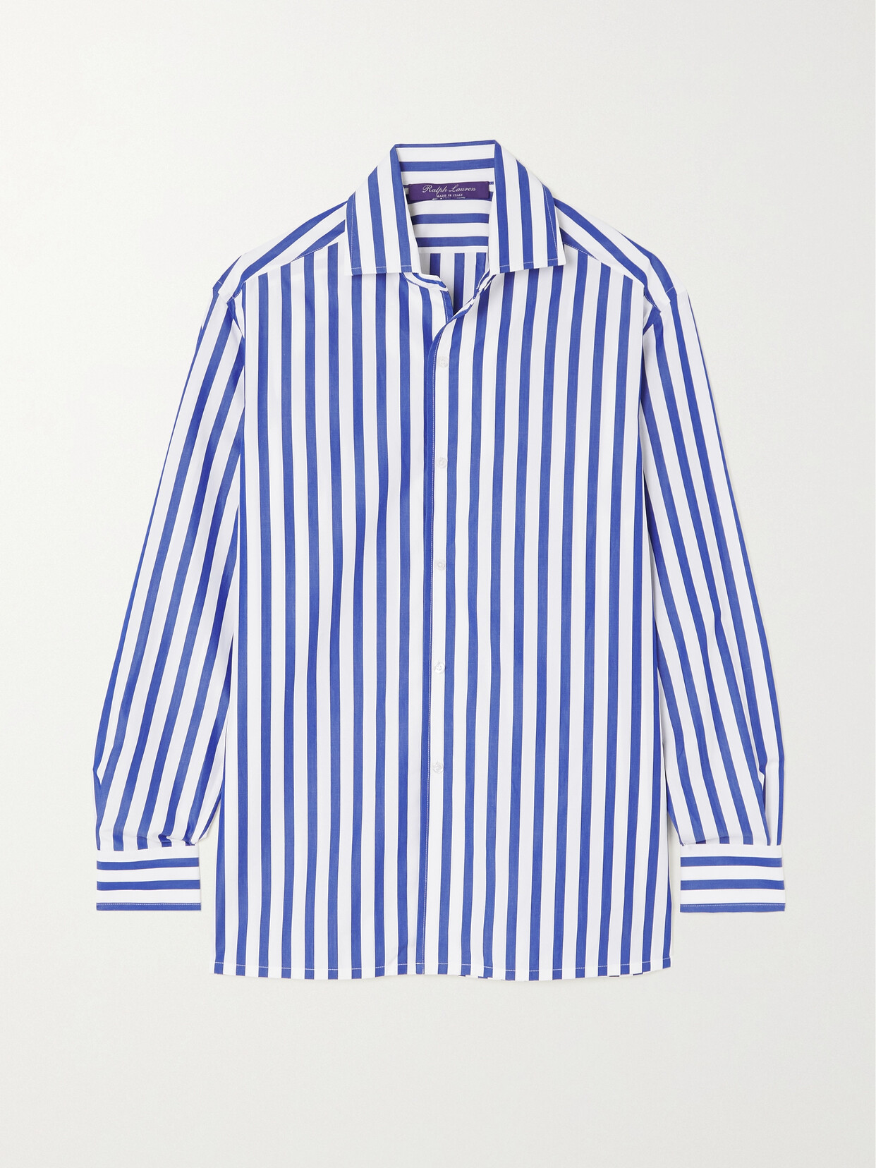 Shop Ralph Lauren Capri Striped Cotton-poplin Shirt In White