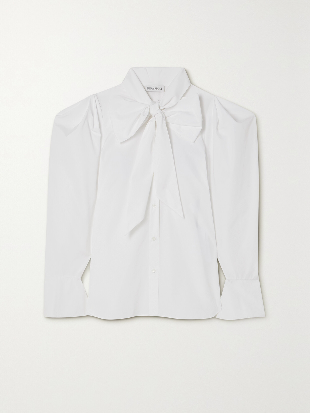 Nina Ricci - Pussy-bow Cotton-poplin Shirt - White