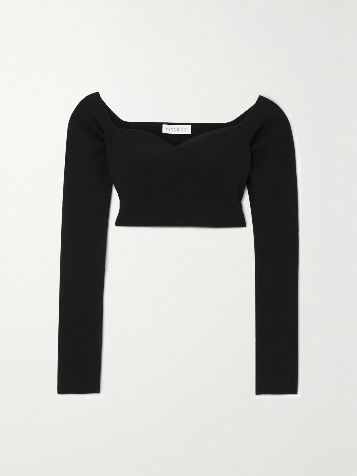 Nina Ricci Cropped Stretch Wool-blend Top - Black
