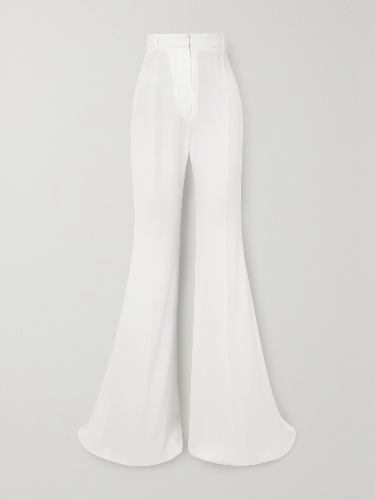 Nina Ricci Pleated Crepe Flared Pants In Ivory