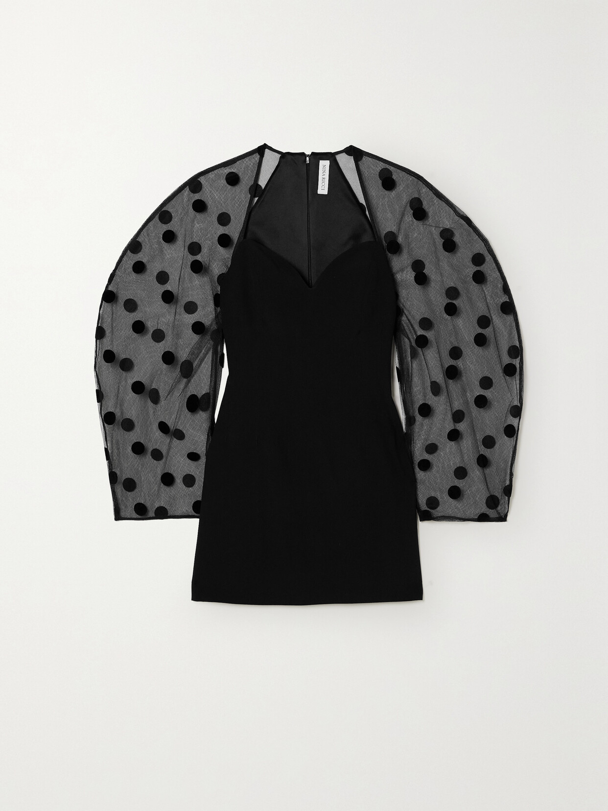 Nina Ricci - Flocked Polka-dot Tulle And Cady Mini Dress - Black