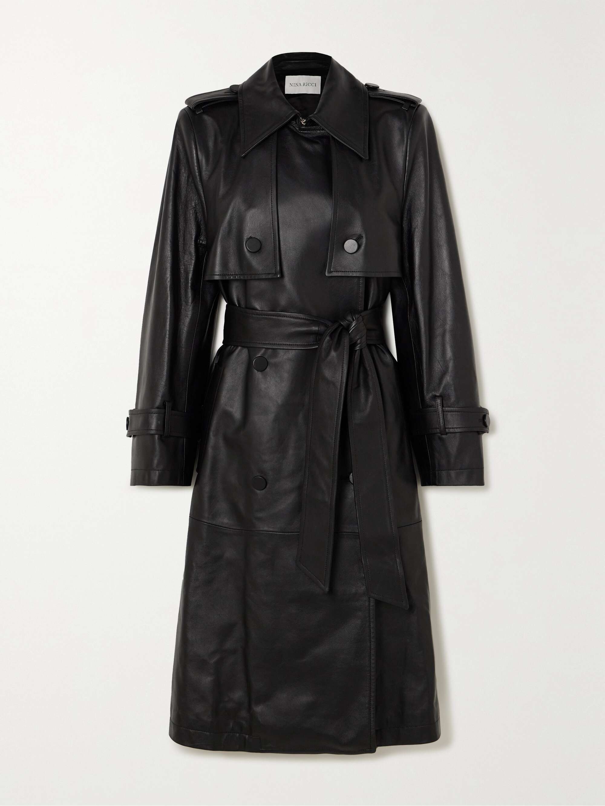 NINA RICCI Paneled double-breasted leather trench coat | NET-A-PORTER