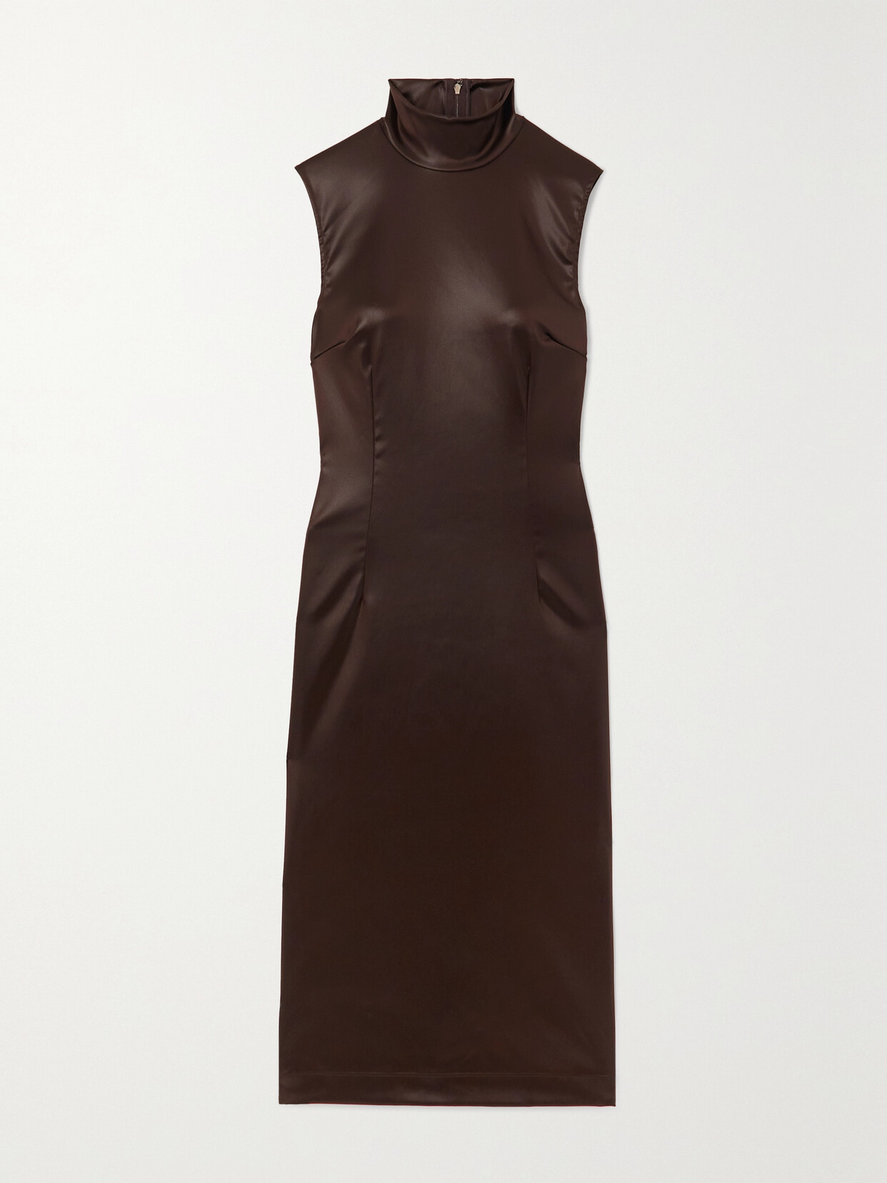 Dolce & Gabbana Coated Stretch-satin Midi Dress - Brown