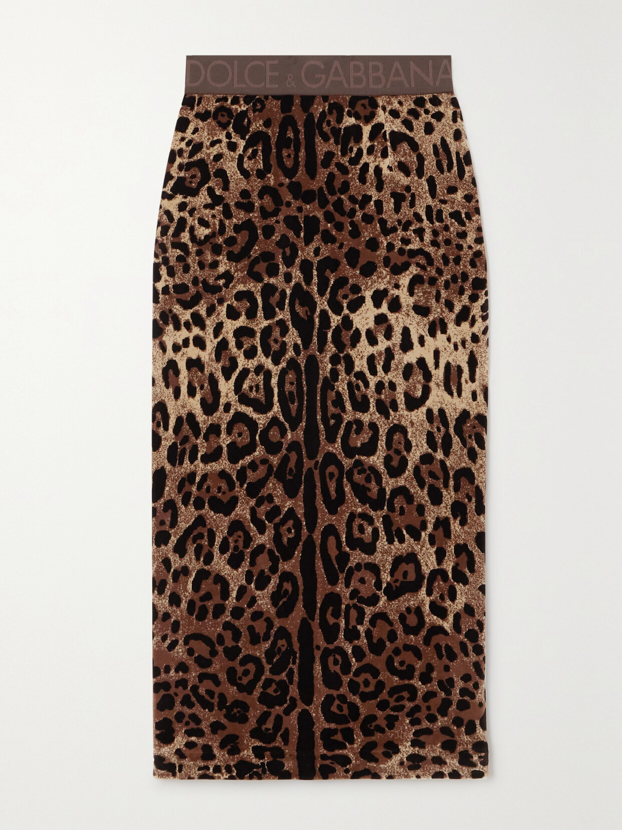 Shop Dolce & Gabbana Leopard-print Cotton-blend Chenille Midi Skirt In Animal Print