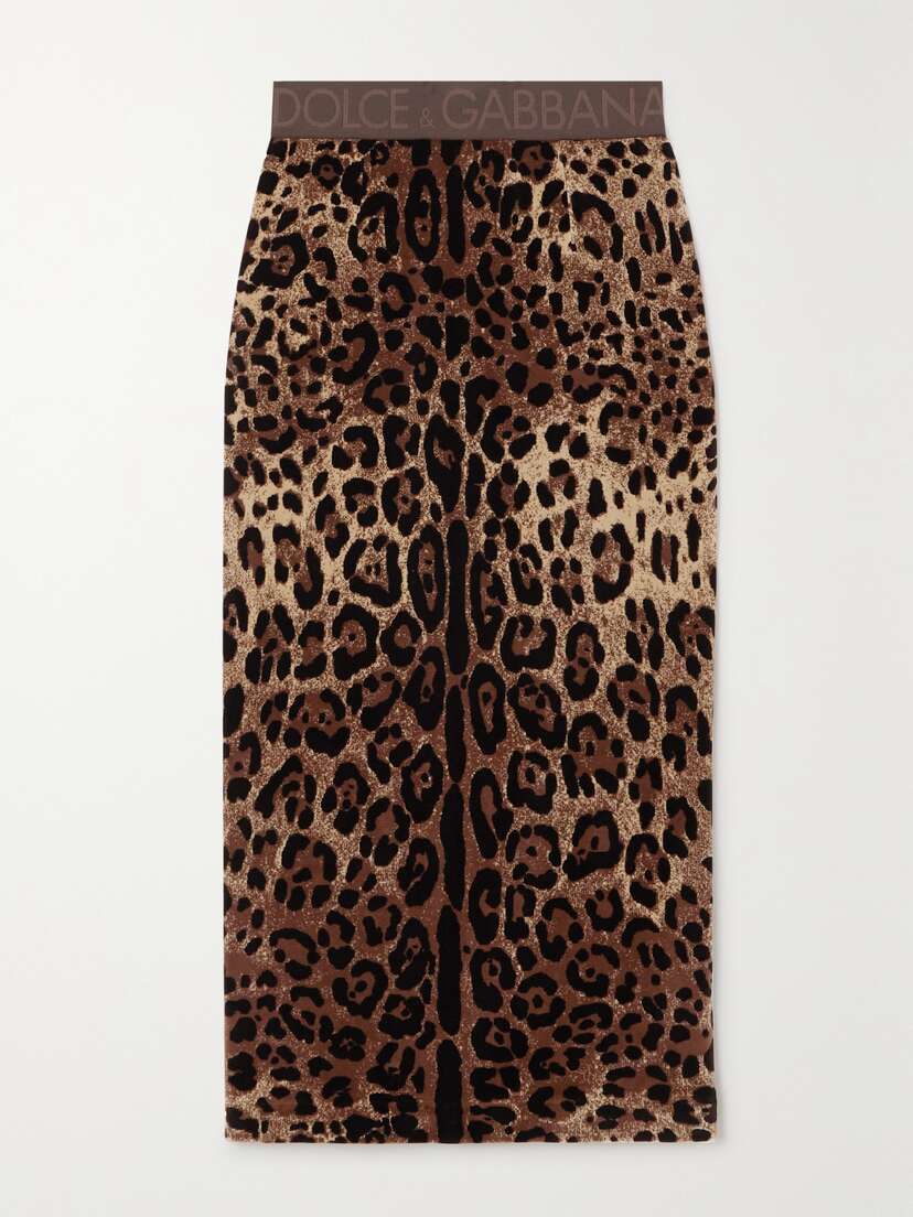 Dolce & Gabbana Leopard-print Cotton-blend Chenille Midi Skirt