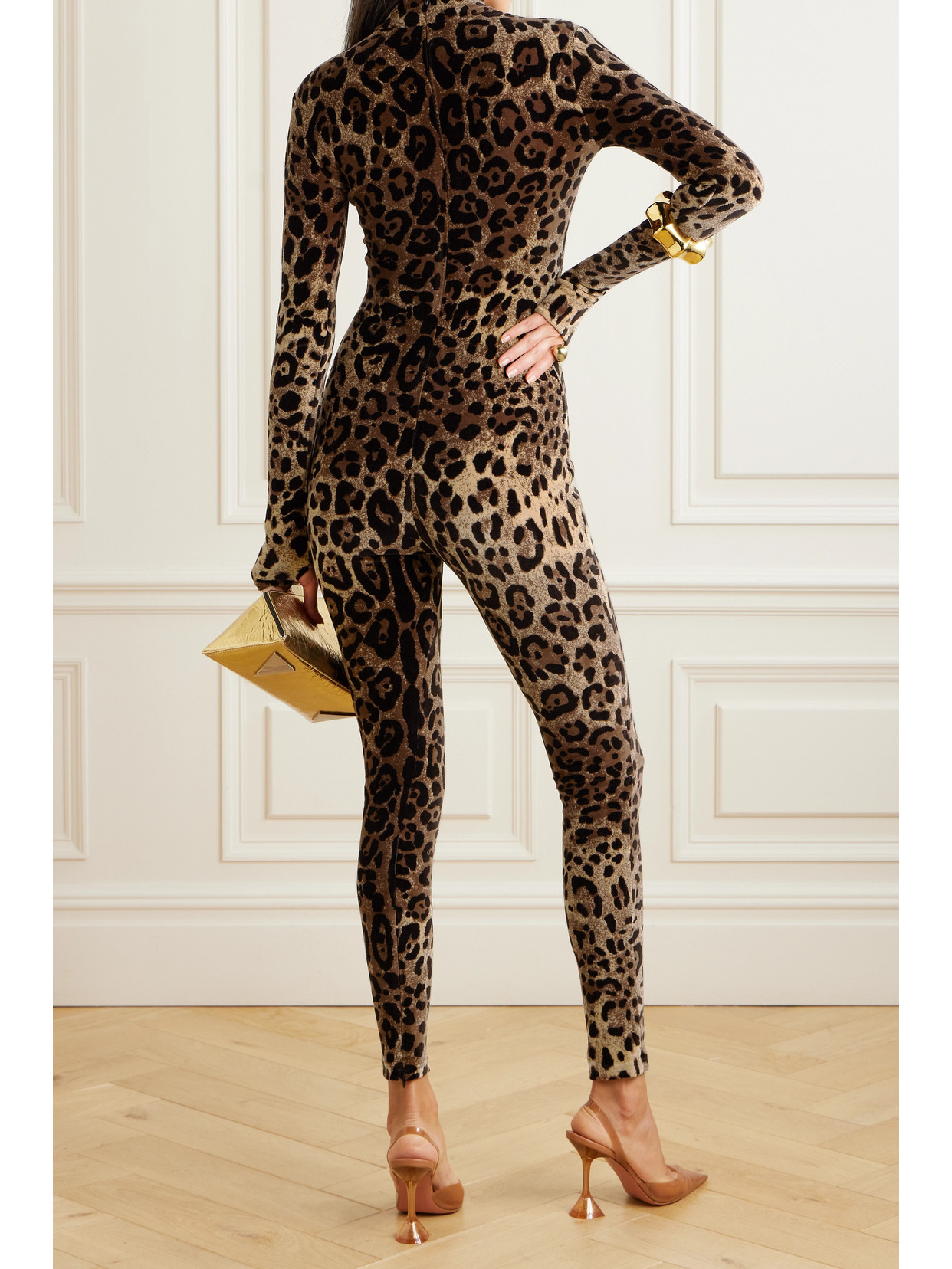 Shop Dolce & Gabbana Kim Leopard-print Cotton-blend Chenille Jumpsuit In Animal Print