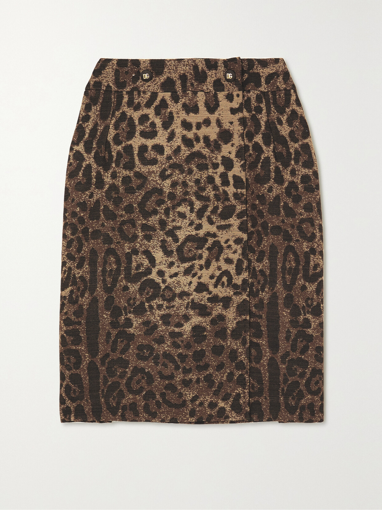 Shop Dolce & Gabbana Leopard-print Wool-blend Jacquard Mini Skirt In Animal Print