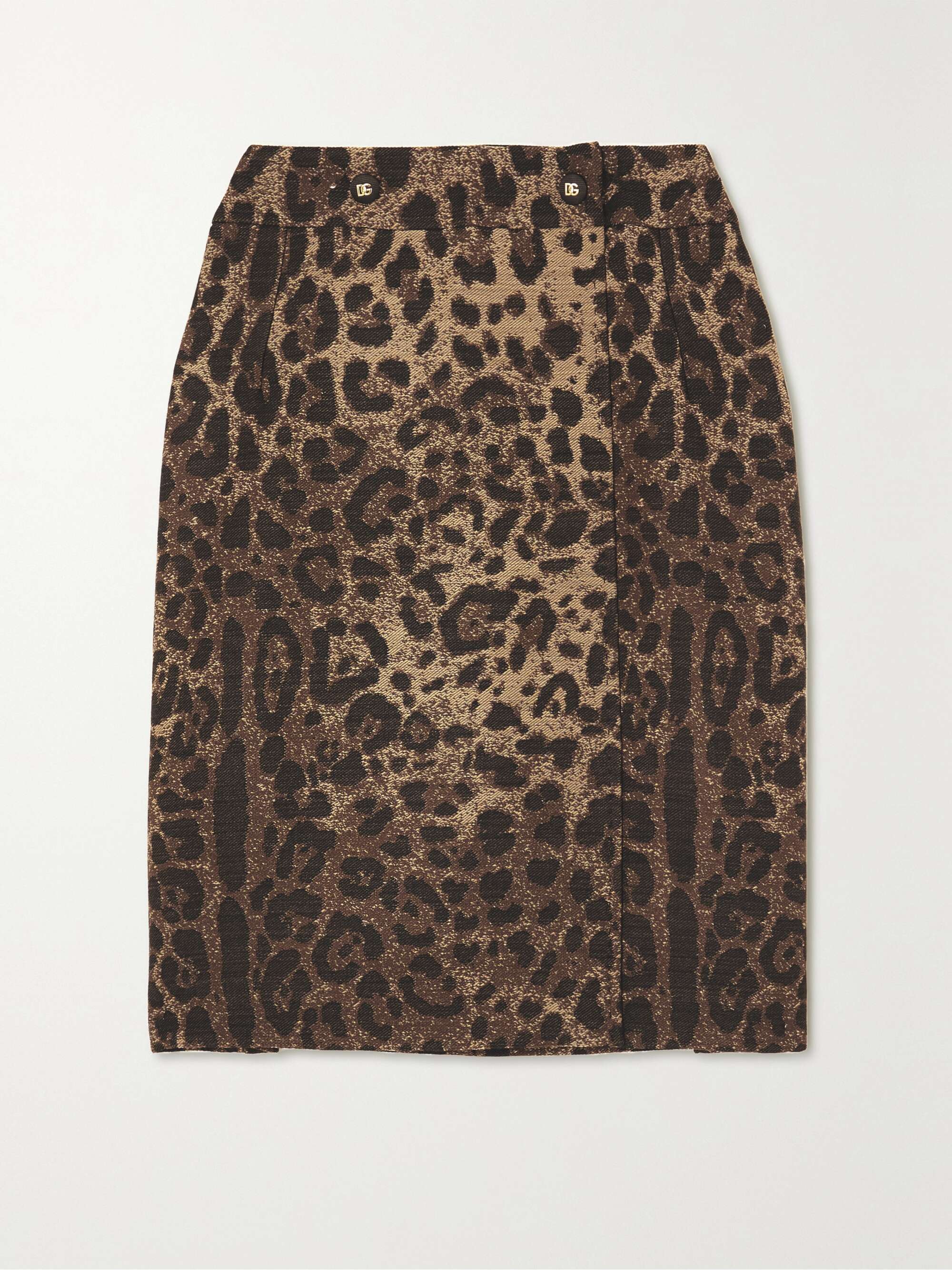 DOLCE GABBANA Leopard print wool blend jacquard mini skirt NET