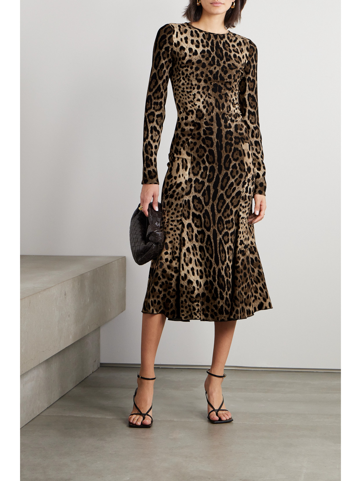 Dolce & Gabbana Leopard-print Jersey Midi Dress In Animal Print