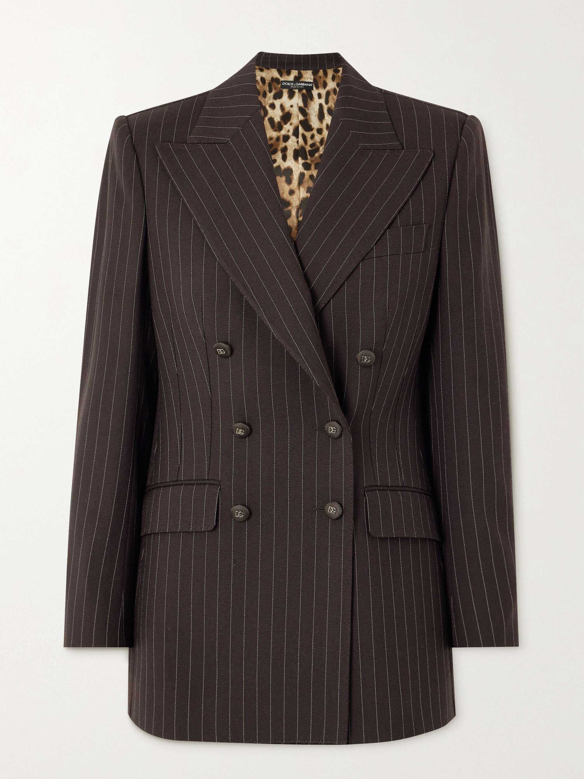 DOLCE & GABBANA Pinstriped double-breasted wool-twill blazer | NET-A-PORTER