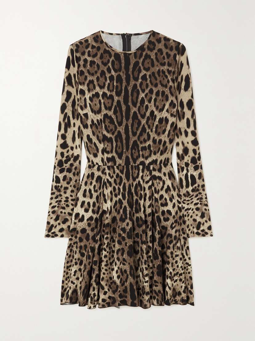 Dolce & Gabbana Leopard-print Stretch-satin Mini Dress