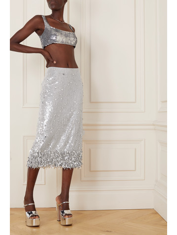 Valentino Garavani Embellished sequined tulle midi skirt