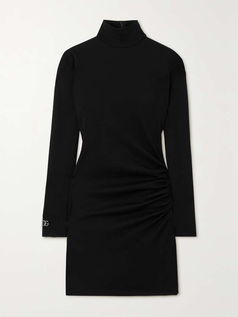 Dolce & Gabbana Ruched Stretch-jersey Turtleneck Mini Dress