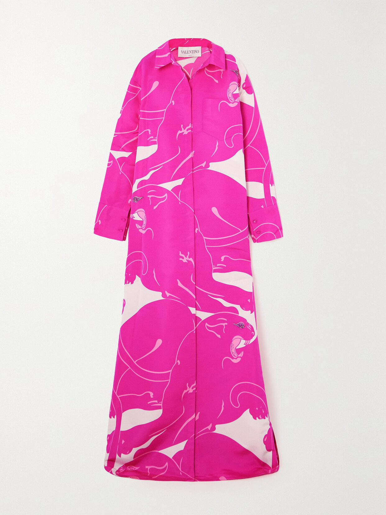 Shop Valentino Oversized Embellished Printed Silk-faille Gown In Pink