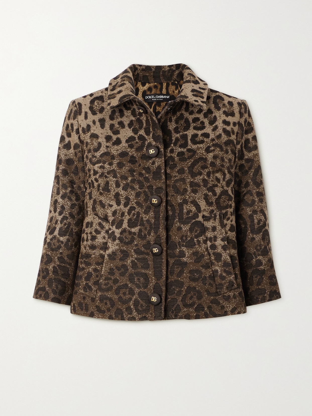 Shop Dolce & Gabbana Wool-blend Leopard-jacquard Jacket In Animal Print