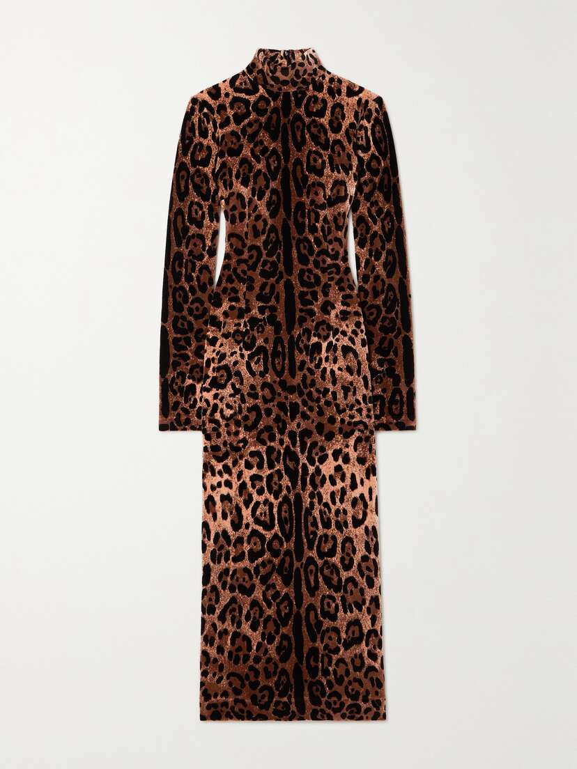Dolce & Gabbana Leopard-jacquard Stretch-cotton Chenille Midi Dress