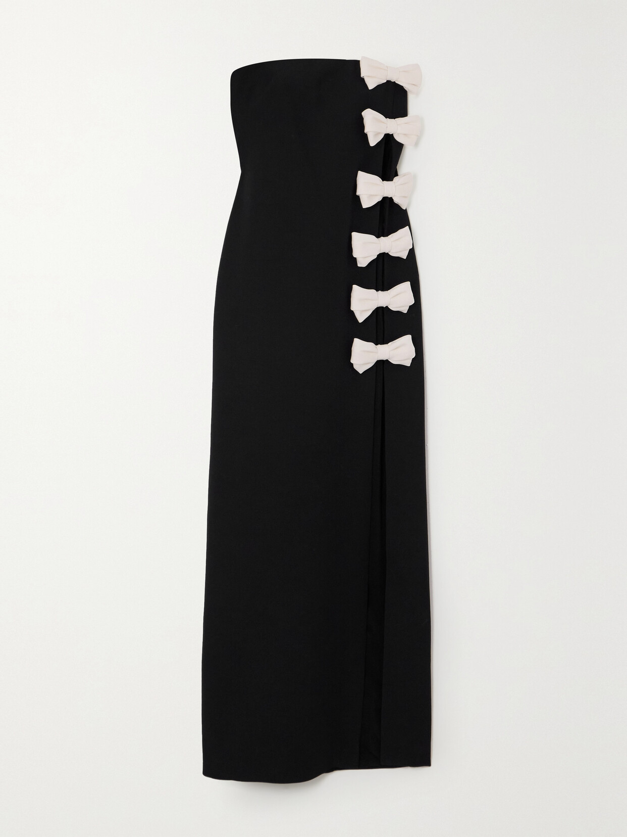 Valentino Strapless Bow-detailed Wool And Silk-blend Crepe Gown In Nero & Avorio