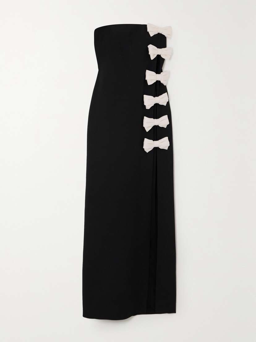 Valentino Garavani Strapless Bow-detailed Wool And Silk-blend Crepe Gown
