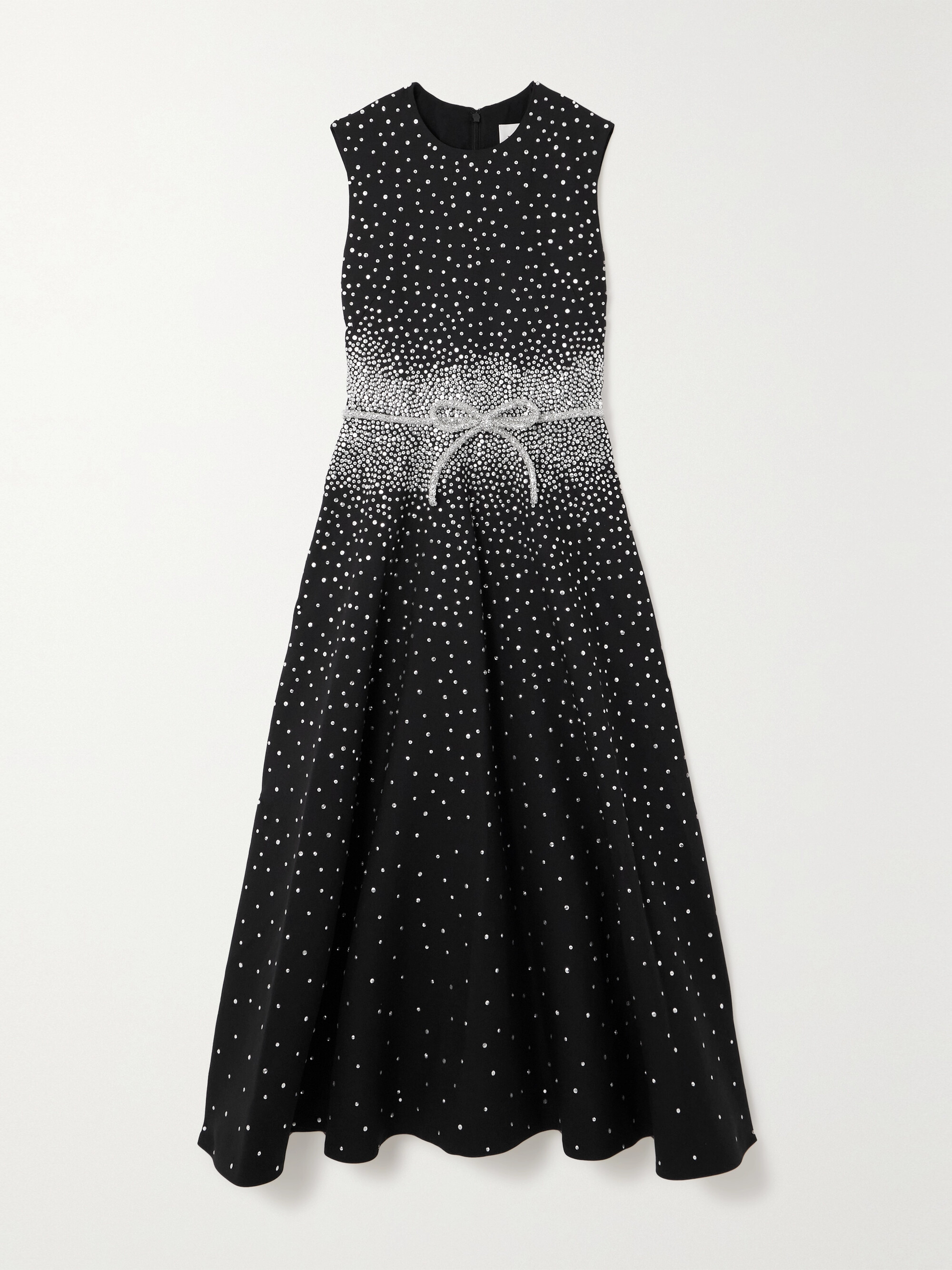 Valentino Garavani Belted embellished wool and silk-blend midi dress