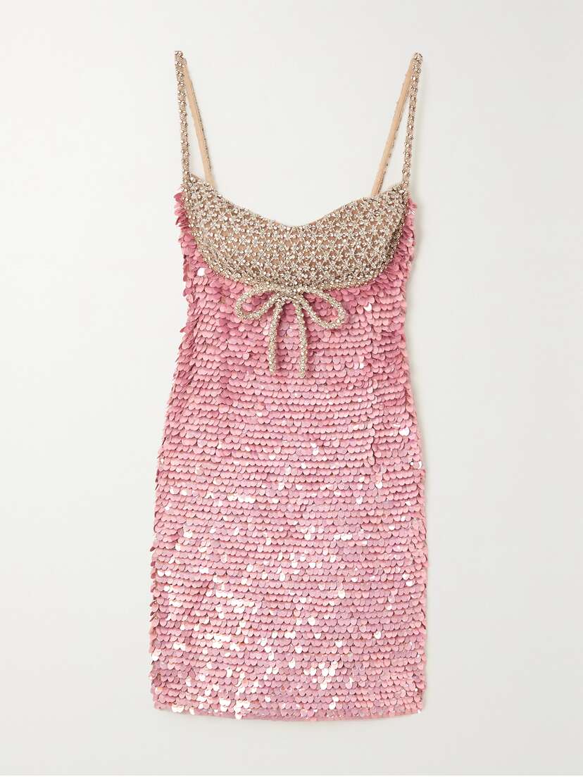 Valentino Garavani Bead-embellished Sequined Tulle Mini Dress