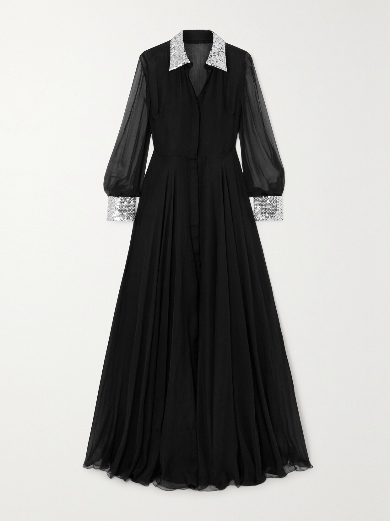 Valentino Embellished Silk-chiffon Gown In Black