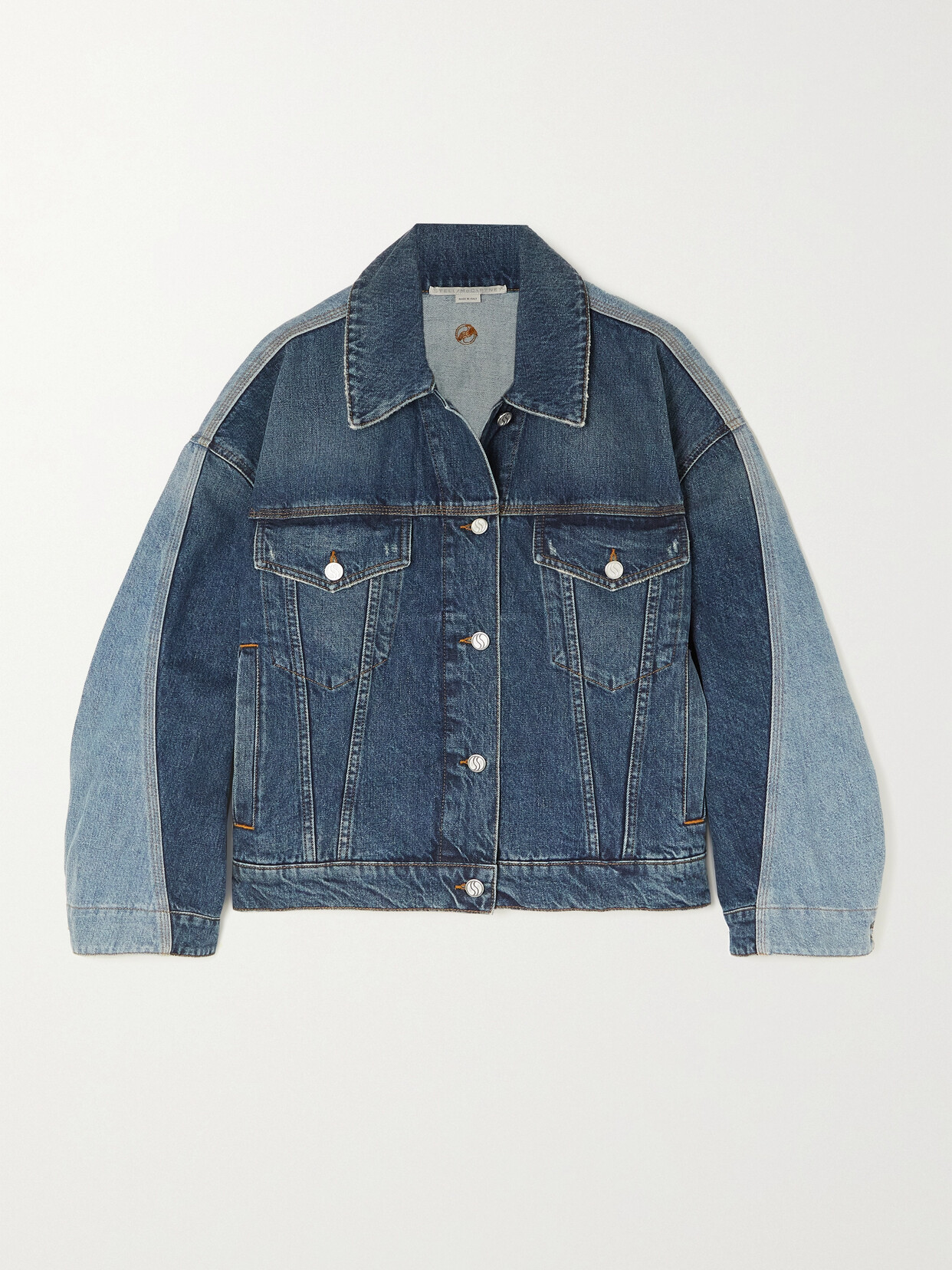 Stella McCartney - + Net Sustain Double Vintage Two-tone Denim Jacket - Blue