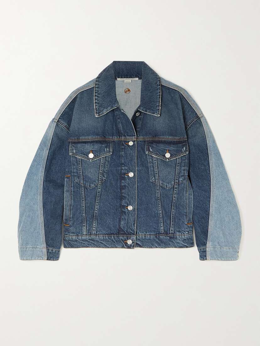 Stella McCartney + Net Sustain Double Vintage Two-tone Denim Jacket