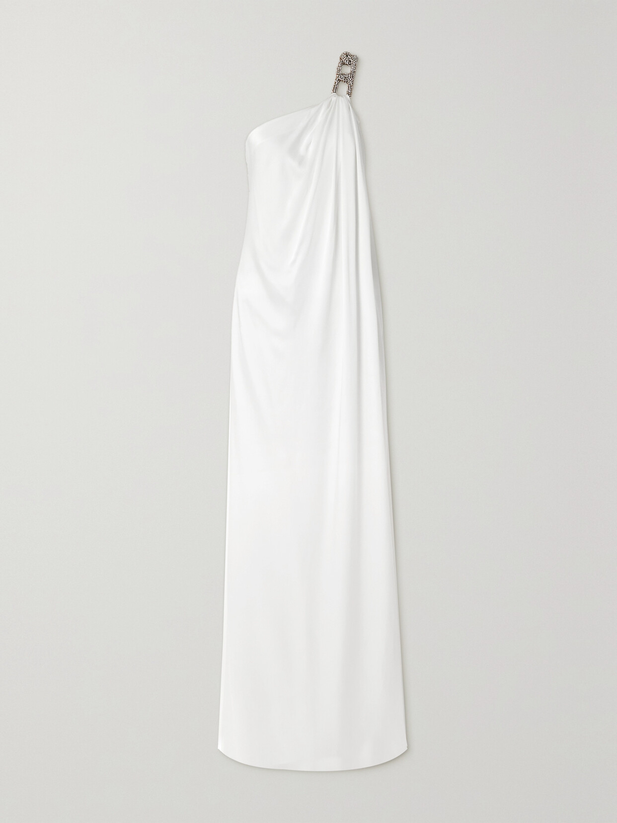 Stella Mccartney + Net Sustain Falabella One-shoulder Crystal-embellished Crepe Gown In White