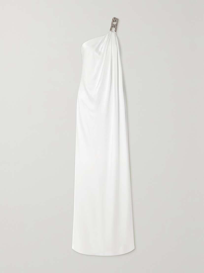 Stella McCartney + Net Sustain Falabella One-shoulder Crystal-embellished Crepe Gown