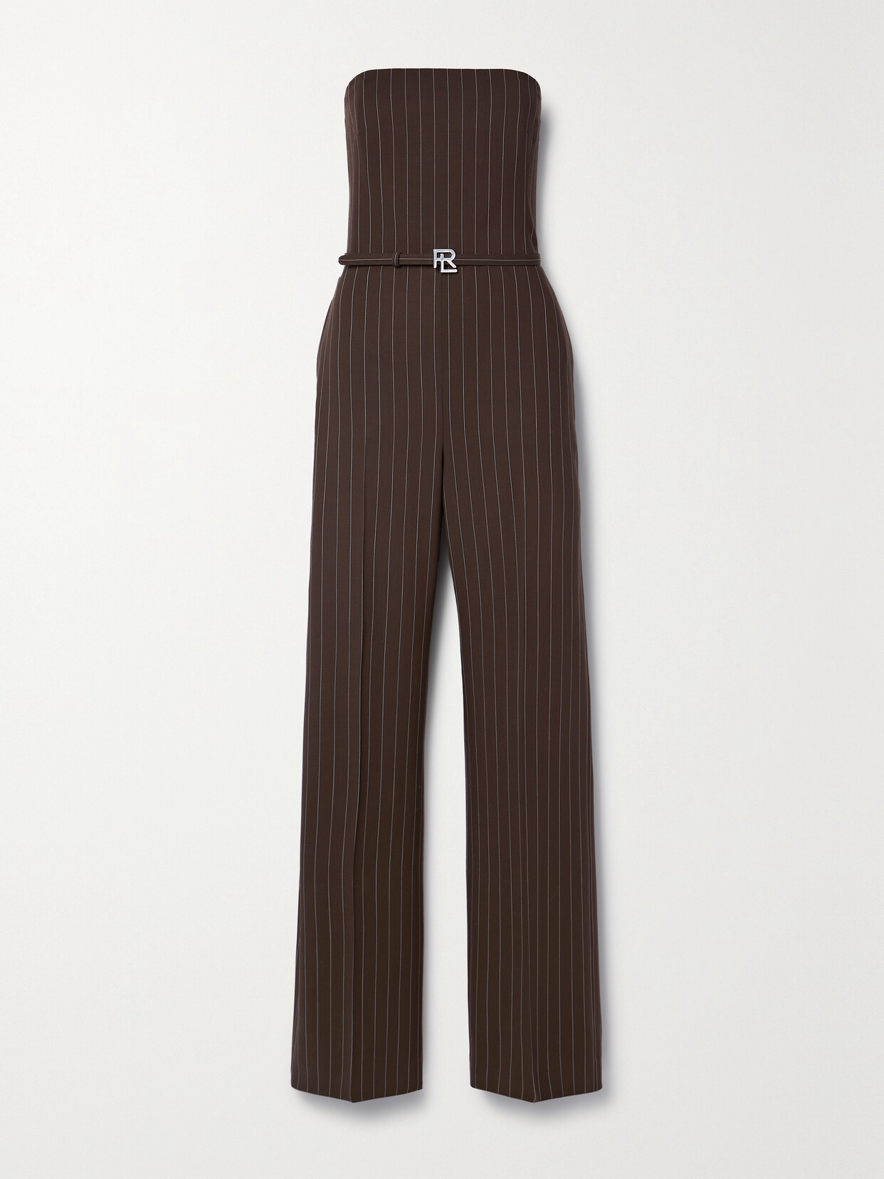 Ralph Lauren Collection - Markus Strapless Pinstriped Wool Jumpsuit - Brown