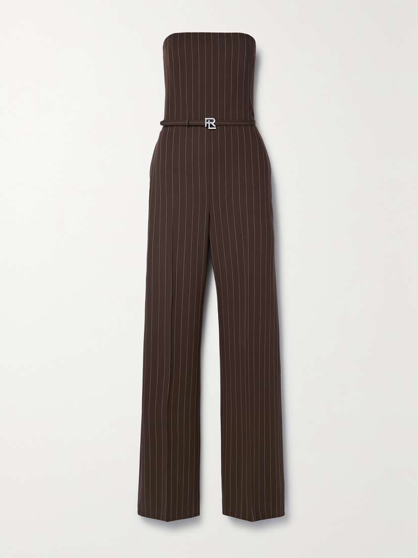 Ralph Lauren Collection Markus Strapless Pinstriped Wool Jumpsuit