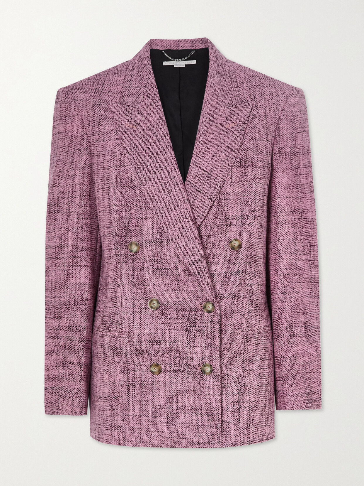 Stella McCartney - + Net Sustain Double-breasted Wool-tweed Blazer - Pink