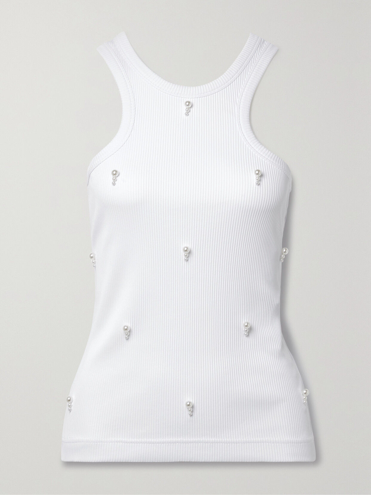 Stella McCartney - + Net Sustain Faux Pearl-embellished Ribbed Stretch-jersey Tank - White