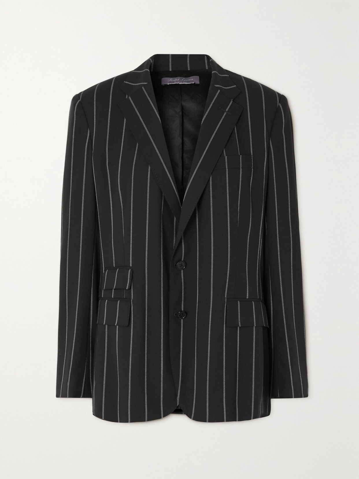 Ralph Lauren Women's Camden Pinstripe Double-breasted Jacket In Black/cream