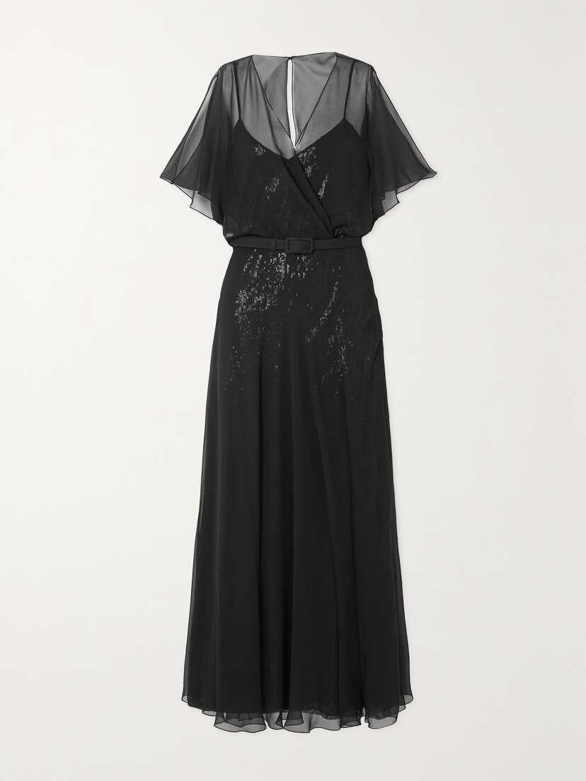 Ralph Lauren Collection Romaine Cape-effect Embellished Silk-chiffon Maxi Dress