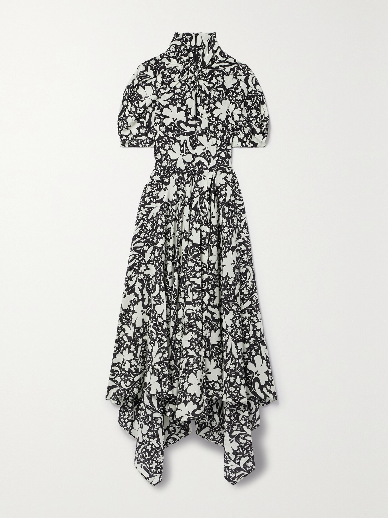 Stella McCartney + Net Sustain Asymmetric Draped Floral-print Silk Dress - Black