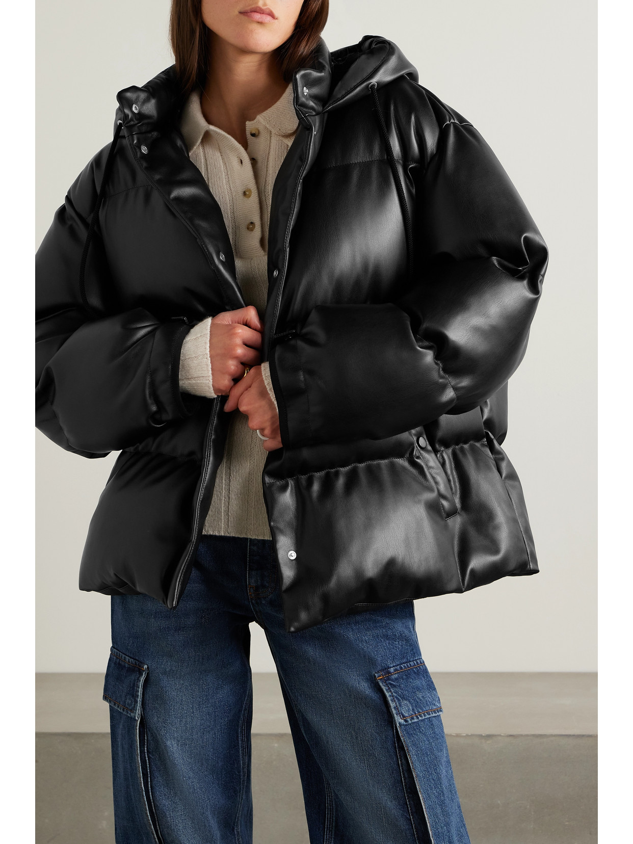 + Net Sustain Hooded Quilted Padded Vegetarian Jacket