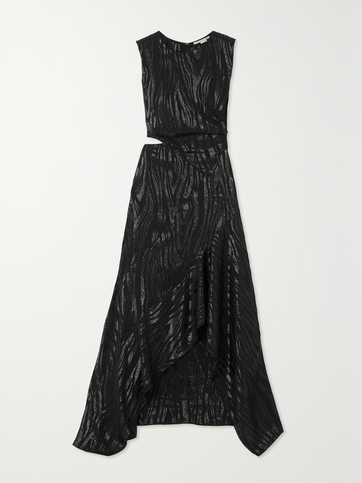 Stella McCartney + Net Sustain Cutout Metallic Jersey Midi Dress - Black