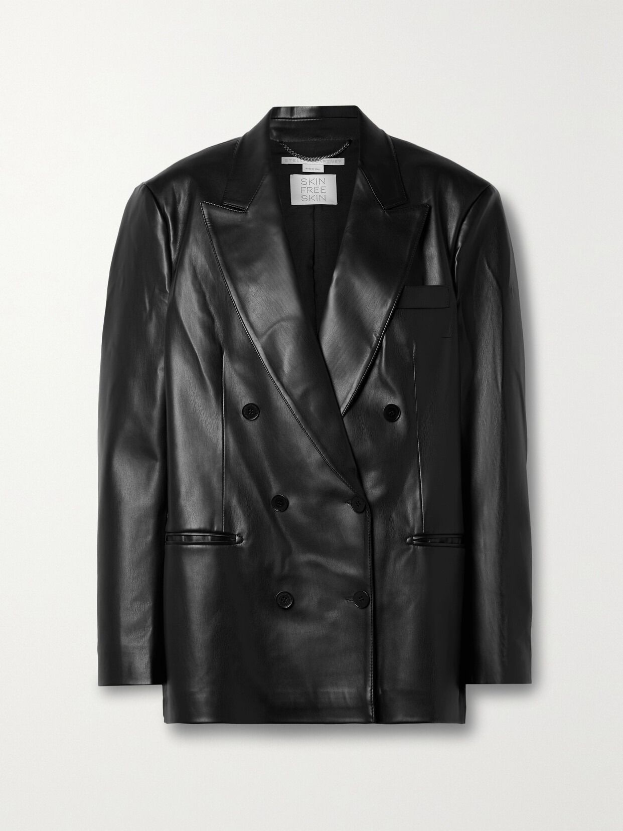 Stella McCartney - + Net Sustain Oversized Double-breasted Vegetarian Leather Blazer - Black