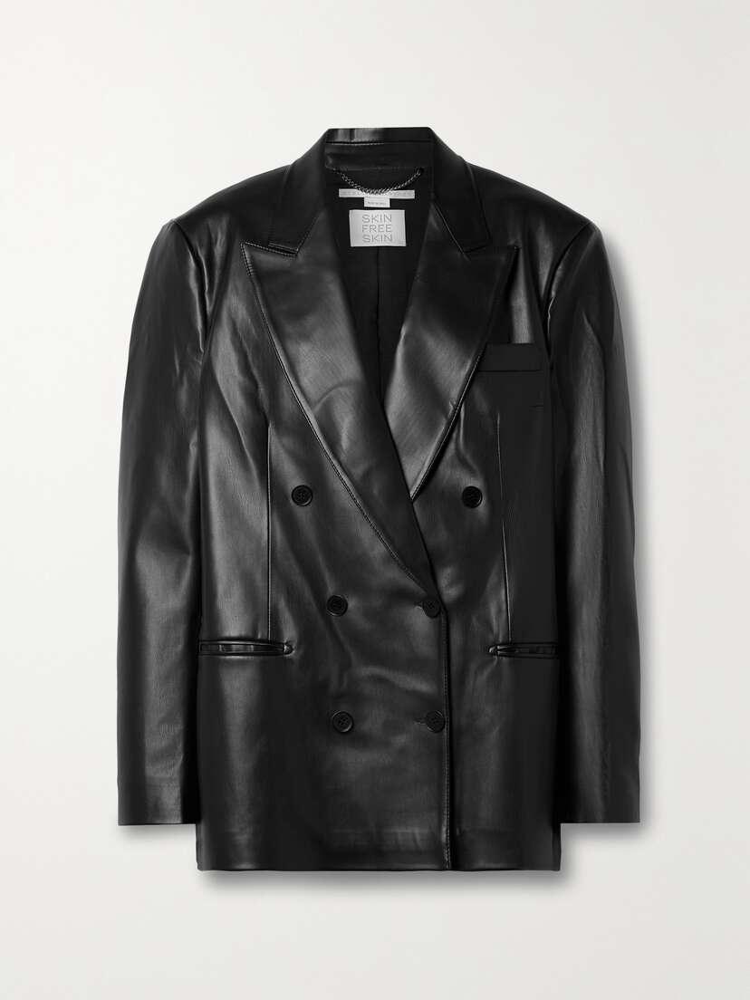 Stella McCartney + Net Sustain Oversized Double-breasted Vegetarian Leather Blazer