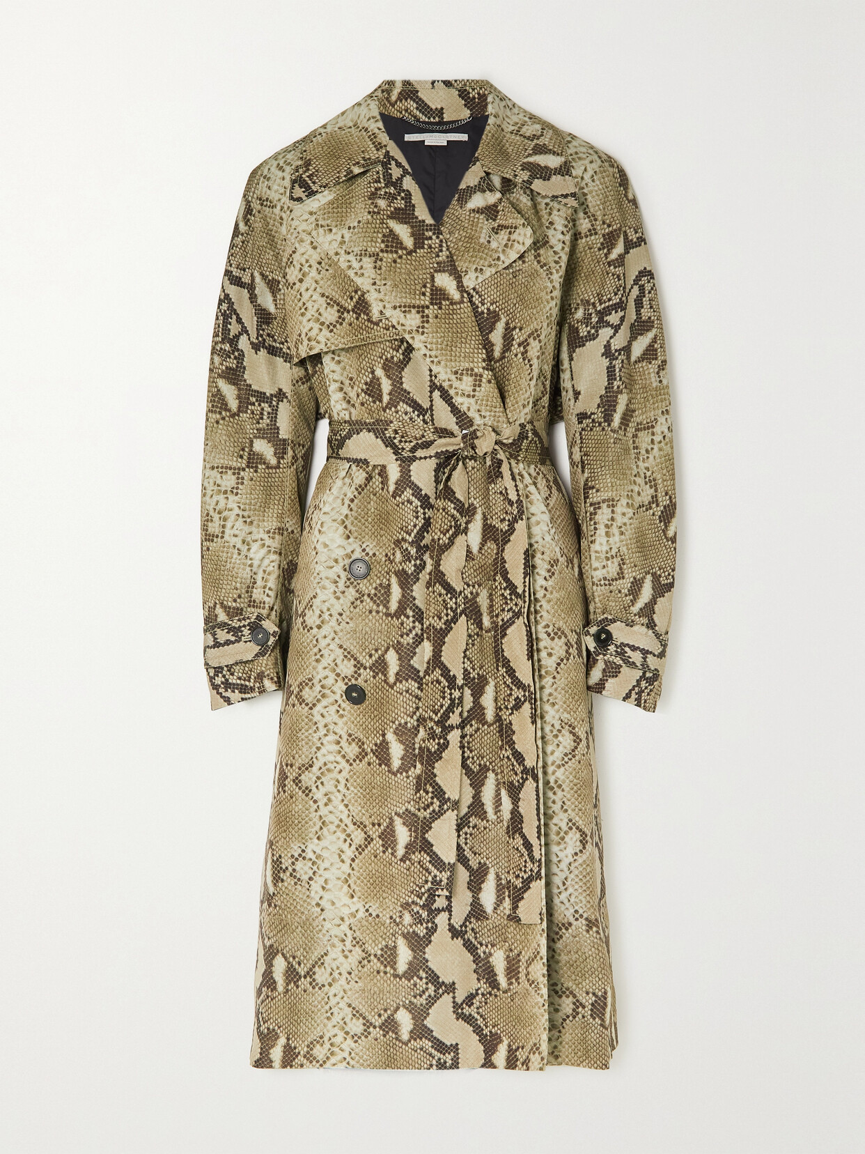 Stella McCartney - + Net Sustain Double-breasted Snake-print Nylon Trench Coat - Brown