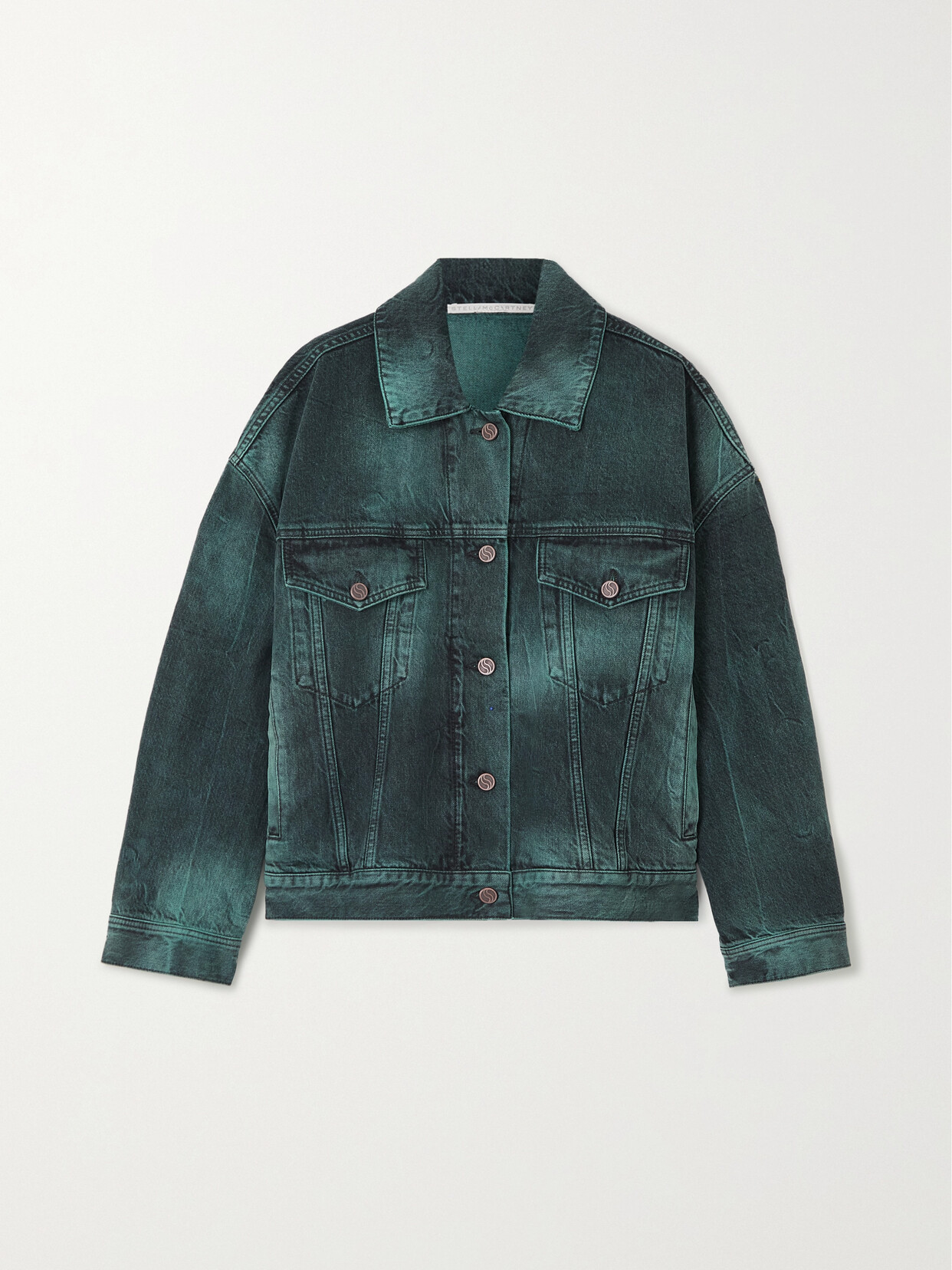 Stella Mccartney Tie Dye Oversize Denim Jacket Aquamarine Tie Dye Denim In Blue