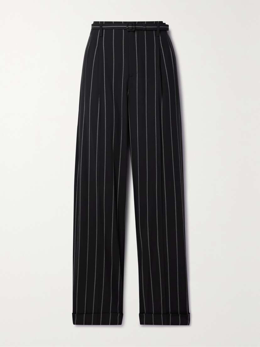 Ralph Lauren Collection Stamford Pleated Pinstriped Wool Straight-leg Pants