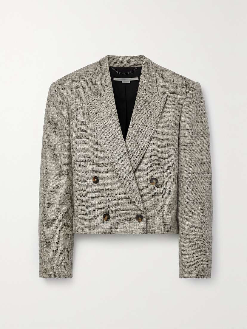 Stella McCartney + Net Sustain Cropped Double-breasted Wool-tweed Blazer
