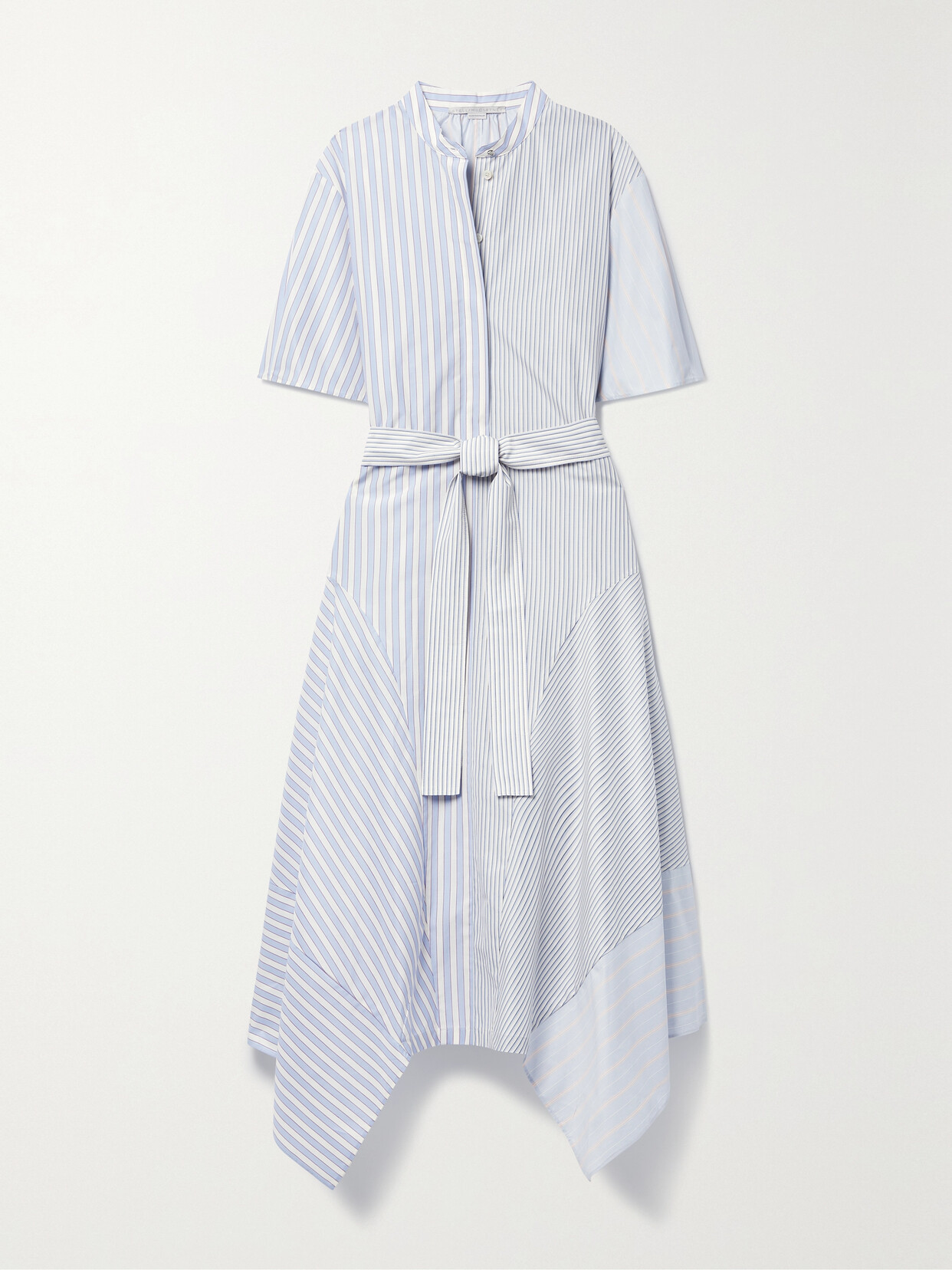 Stella McCartney + Net Sustain Asymmetric Striped Organic Cotton-poplin Midi Shirt Dress - Blue