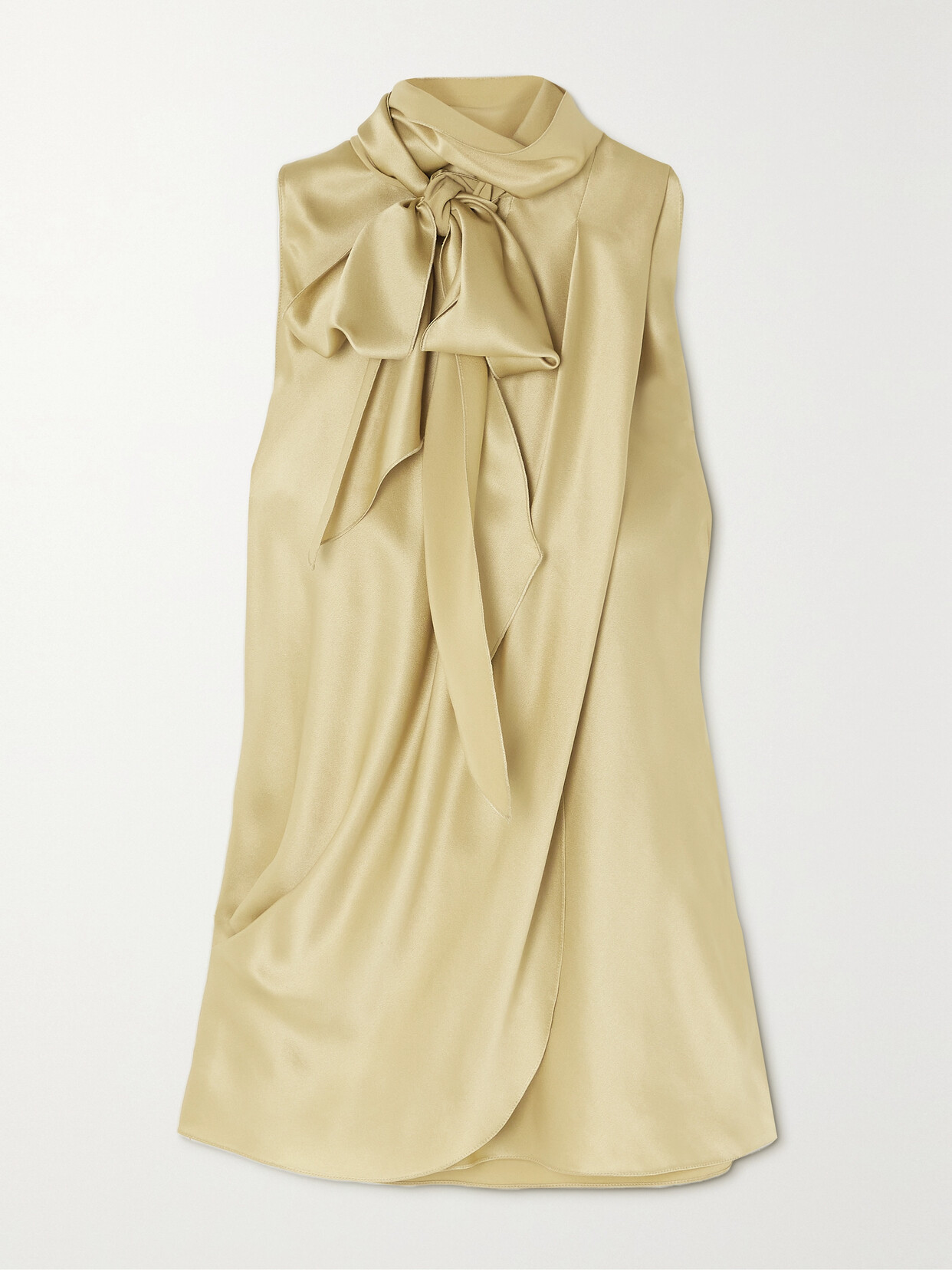 Ralph Lauren Pollard Tie-detailed Draped Silk-satin Blouse In Cream