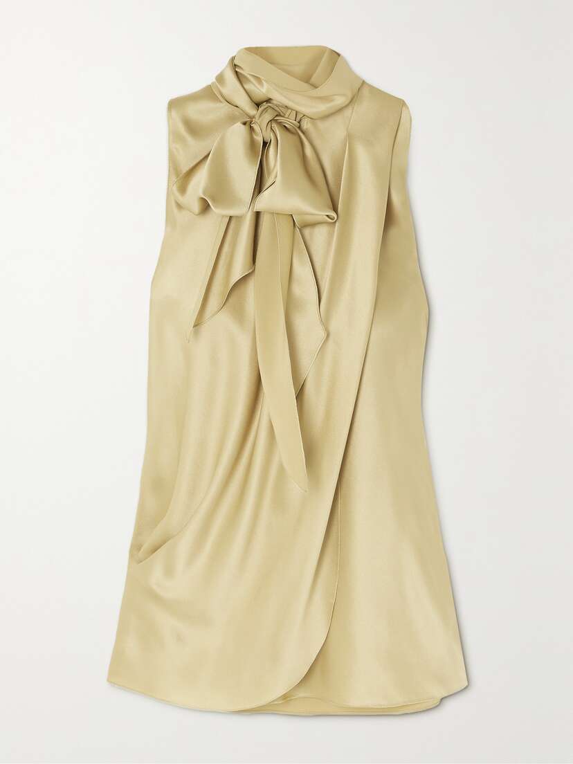 Ralph Lauren Collection Pollard Tie-detailed Draped Silk-satin Blouse