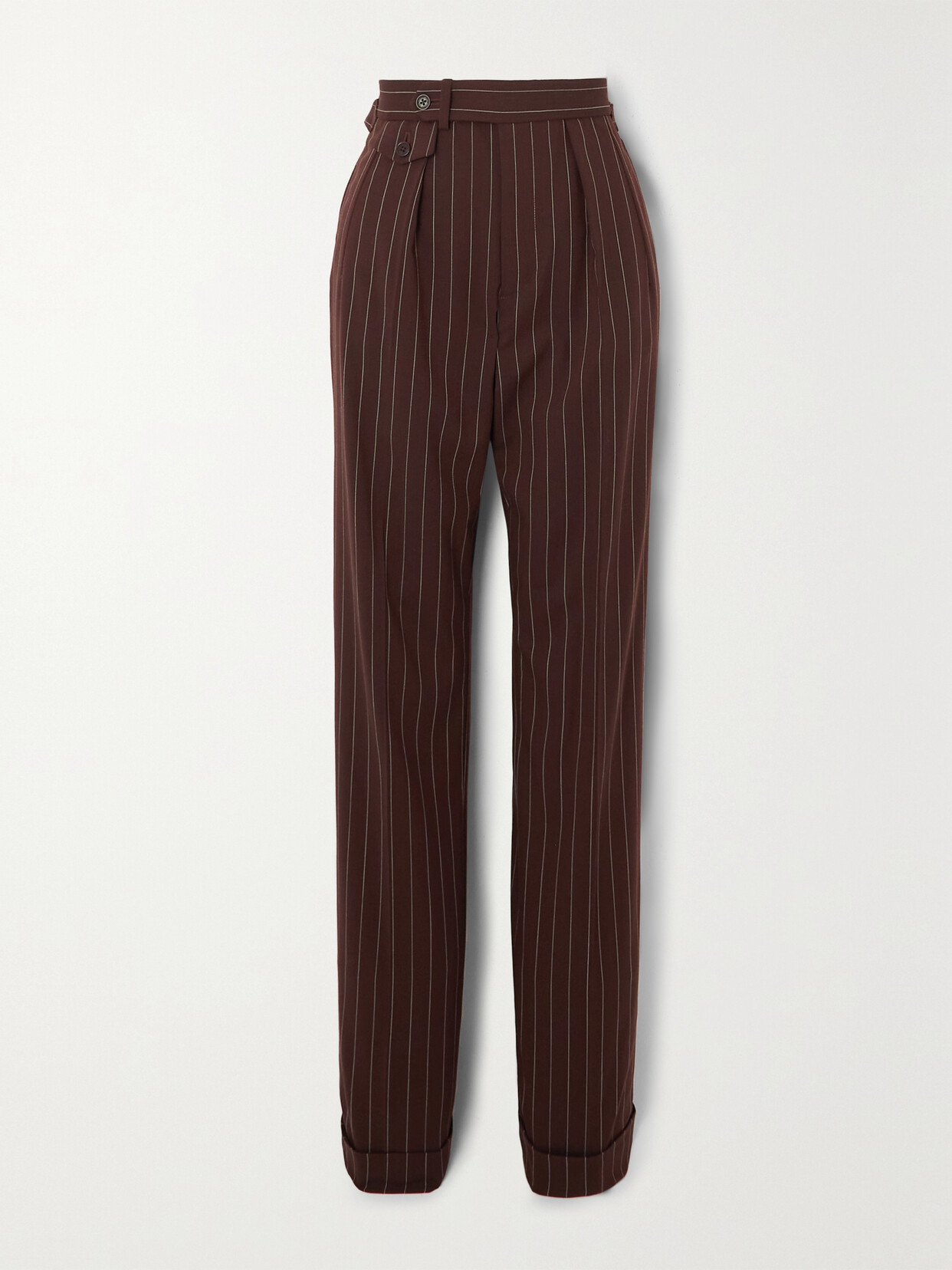Ralph Lauren Collection Graison Pleated Pinstriped Wool Straight-leg Pants - Brown