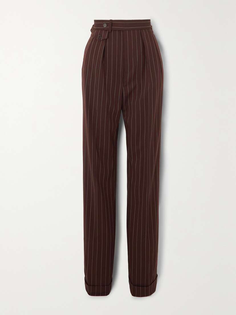 Ralph Lauren Collection Graison Pleated Pinstriped Wool Straight-leg Pants