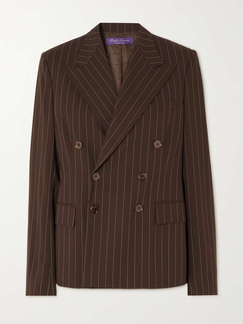 Ralph Lauren Collection Safford Double-breasted Pinstriped Wool-twill Blazer